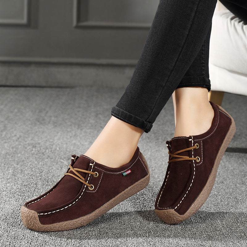 Square Toe Boat Shoes Lace Up Slip On Canvas Shoes Women's Footwear