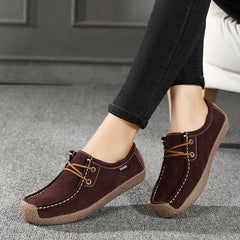Square Toe Boat Shoes Lace Up Slip On Canvas Shoes Women's Footwear