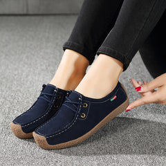 Square Toe Boat Shoes Lace Up Slip On Canvas Shoes Women's Footwear