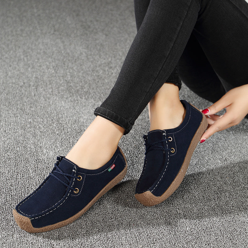 Square Toe Boat Shoes Lace Up Slip On Canvas Shoes Women's Footwear