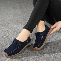 Square Toe Boat Shoes Lace Up Slip On Canvas Shoes Women's Footwear