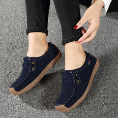 Square Toe Boat Shoes Lace Up Slip On Canvas Shoes Women's Footwear