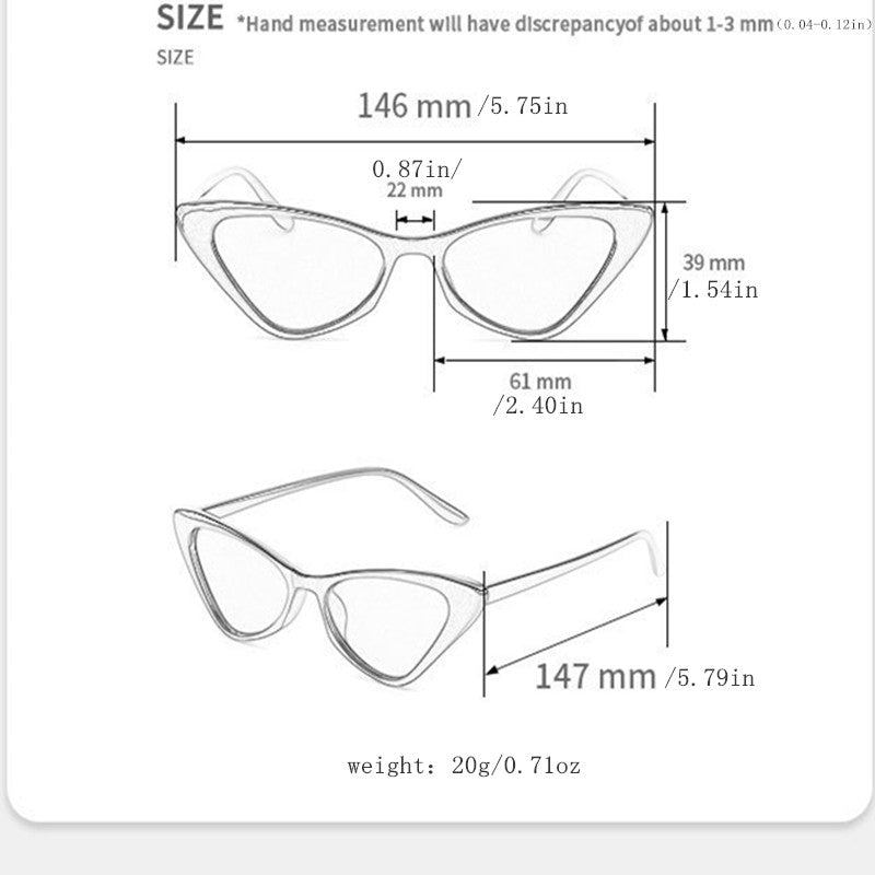 Men's Cat Eye Sunglasses Small Frame Retro Glasses With Box