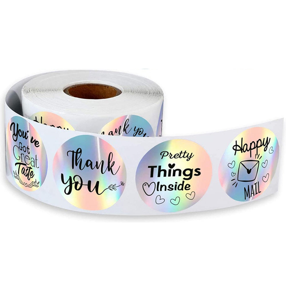 500 Pcs Colorful & Silvery Thank You Stickers for DIY Seals & Labels