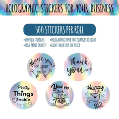 500 Pcs Colorful & Silvery Thank You Stickers for DIY Seals & Labels