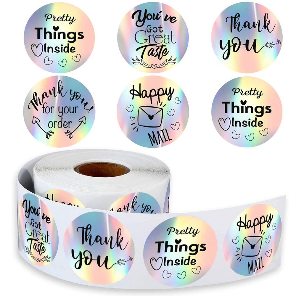 500 Pcs Colorful & Silvery Thank You Stickers for DIY Seals & Labels