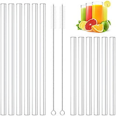 12 Pack Clear Glass Straws Shatter Resistant for Cocktails and Smoothies
