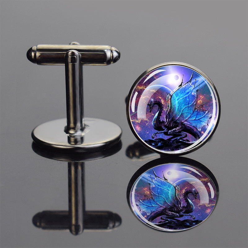 Dragon Pattern Cufflinks for Men's Suit Shirt
