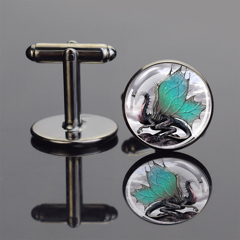 Dragon Pattern Cufflinks for Men's Suit Shirt