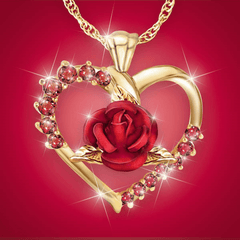 Rose Heart Pendant Necklace Holiday Graduation Birthday Jewelry Gift
