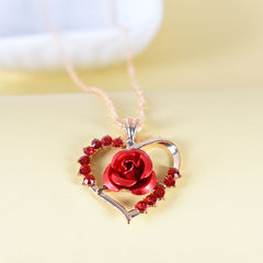 Rose Heart Pendant Necklace Holiday Graduation Birthday Jewelry Gift