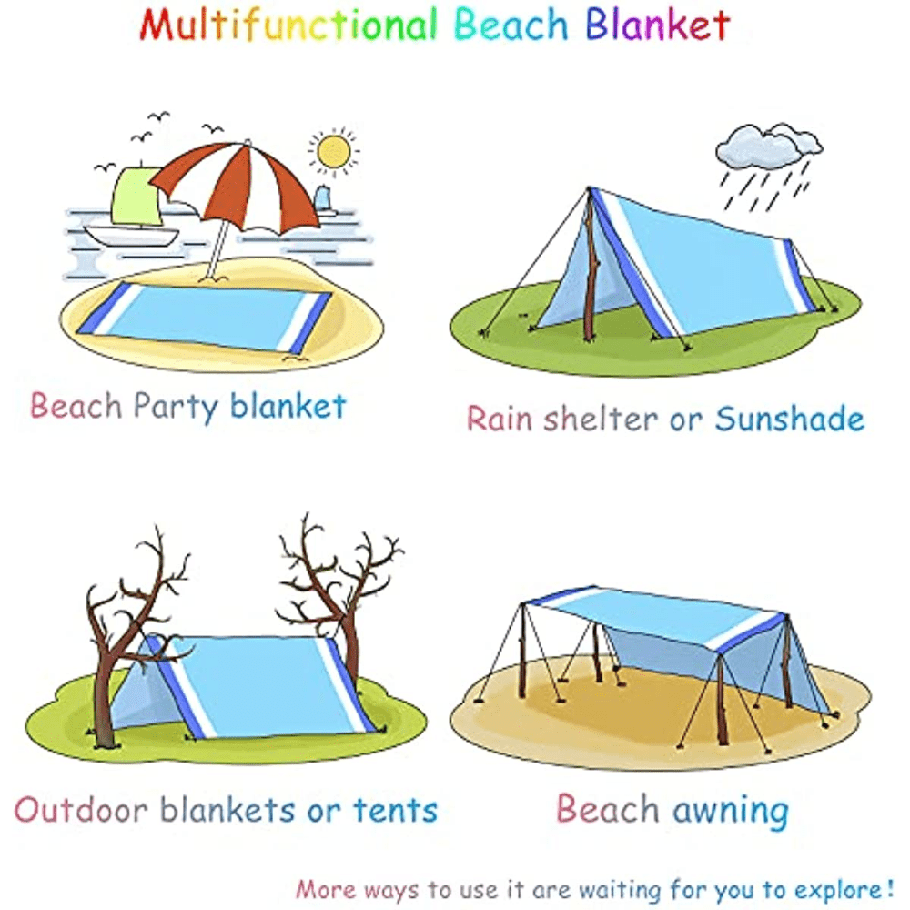 Large Beach Blanket Lightweight Waterproof Sandproof Picnic Mat
