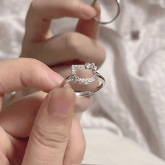 Cartoon Cat Pattern Ring Cat Necklace For Girls Birthday Gift