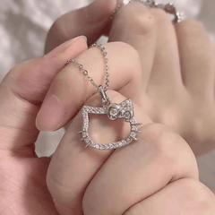 Cartoon Cat Pattern Ring Cat Necklace For Girls Birthday Gift