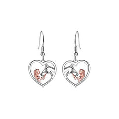 Girl & Horses Double Pendant Necklace Earrings Bracelet Set