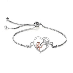 Girl & Horses Double Pendant Necklace Earrings Bracelet Set