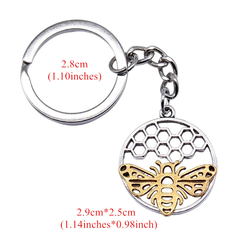 Bee Pattern Metal Keychain Pendant Key Ring Bag Purse Keychains