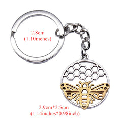 Bee Pattern Metal Keychain Pendant Key Ring Bag Purse Keychains