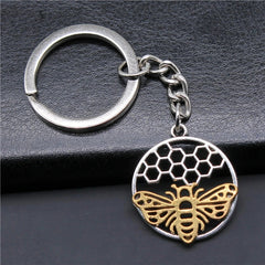 Bee Pattern Metal Keychain Pendant Key Ring Bag Purse Keychains