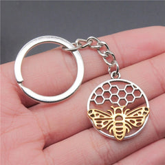 Bee Pattern Metal Keychain Pendant Key Ring Bag Purse Keychains