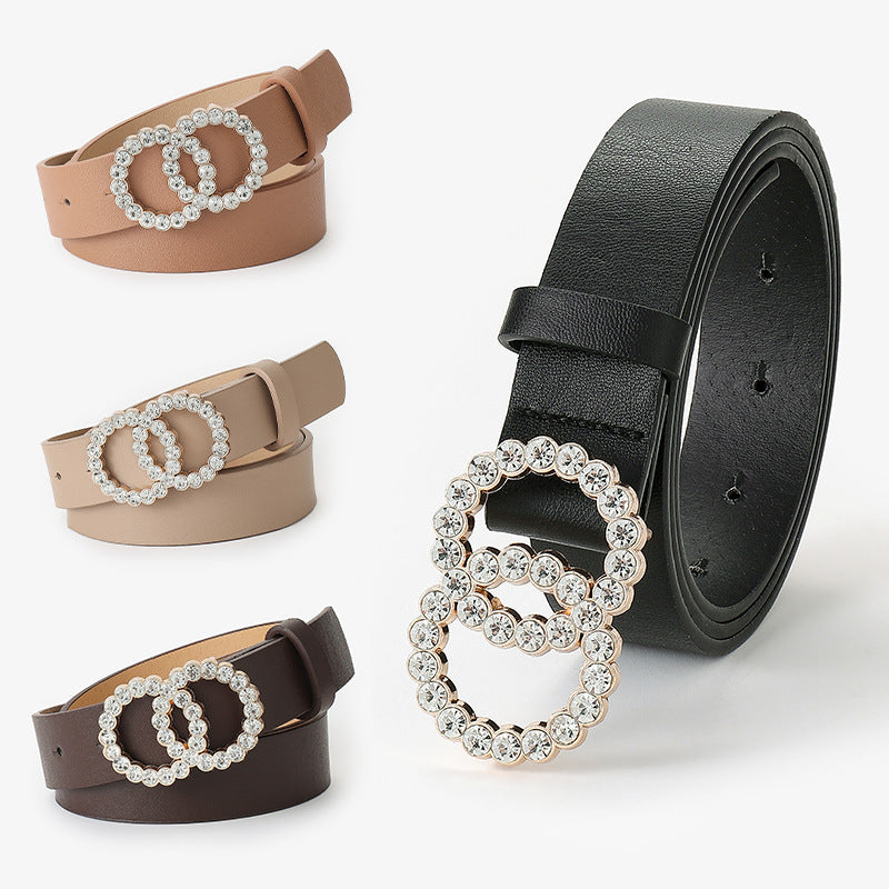 Punk Rhinestone Belt Men's Vintage Bling Cowboy Waist Belt