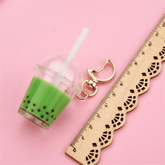 Mini Pearl Milk Tea Cup Key Chain Funny Moon Buckle Keychains