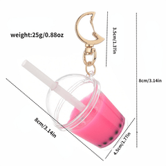 Mini Pearl Milk Tea Cup Key Chain Funny Moon Buckle Keychains