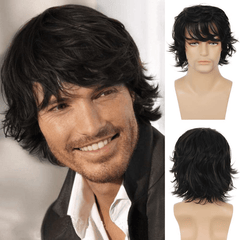 Men's Short Curly Wig Synthetic Heat Resistant Halloween Costume Hair