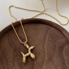 Cartoon Balloon Puppy Pendant Necklace for Girls