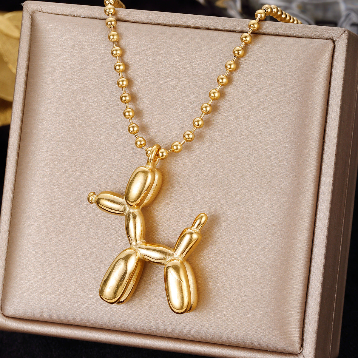 Cartoon Balloon Puppy Pendant Necklace for Girls