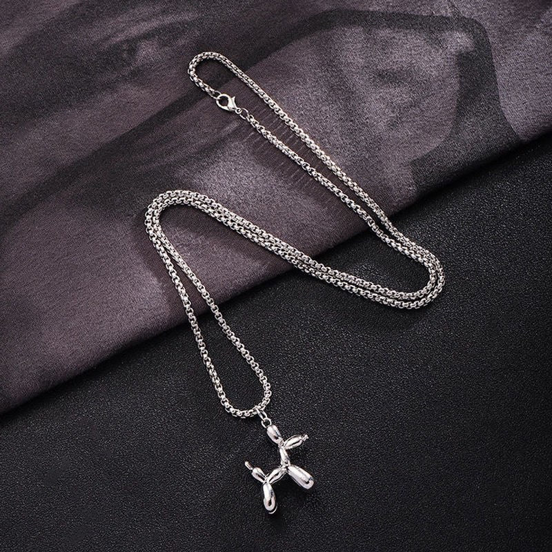 Cartoon Balloon Puppy Pendant Necklace for Girls