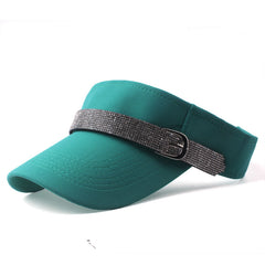 Y2K Rhinestone Belt Visor Hat Candy Sparkly Ponytail Sun Hat Kpop Sports