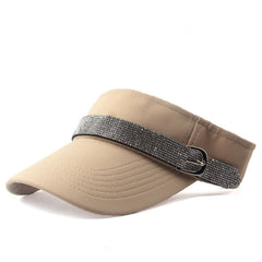 Y2K Rhinestone Belt Visor Hat Candy Sparkly Ponytail Sun Hat Kpop Sports
