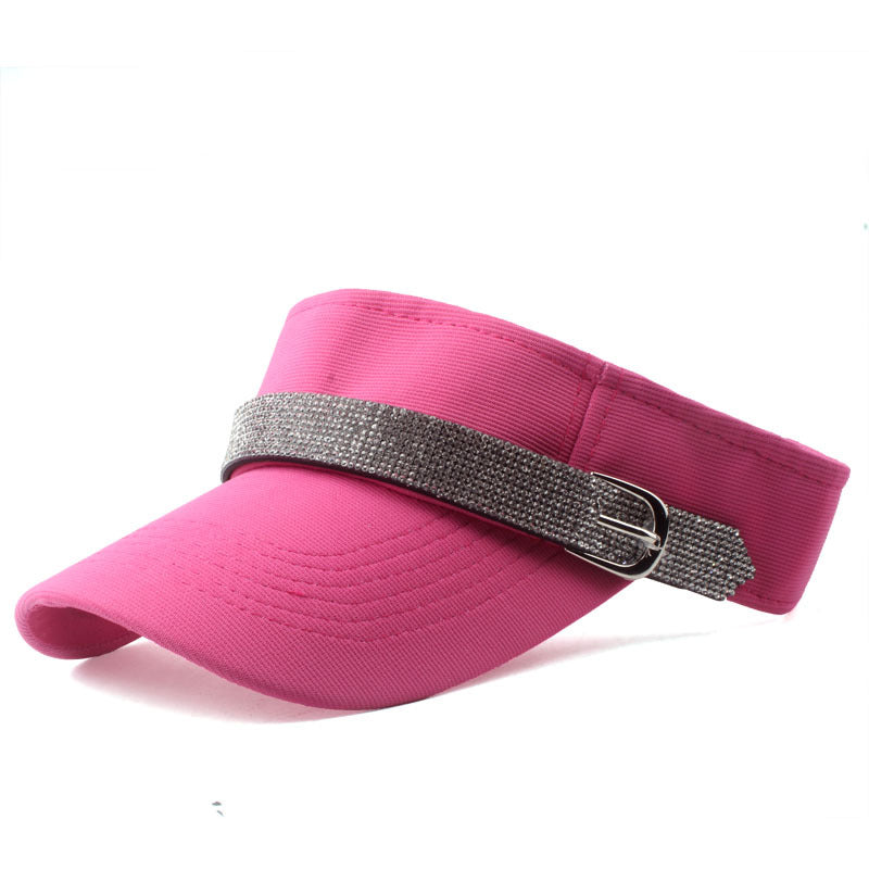 Y2K Rhinestone Belt Visor Hat Candy Sparkly Ponytail Sun Hat Kpop Sports