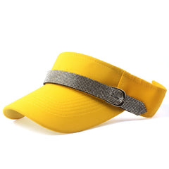 Y2K Rhinestone Belt Visor Hat Candy Sparkly Ponytail Sun Hat Kpop Sports