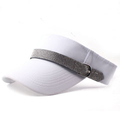 Y2K Rhinestone Belt Visor Hat Candy Sparkly Ponytail Sun Hat Kpop Sports