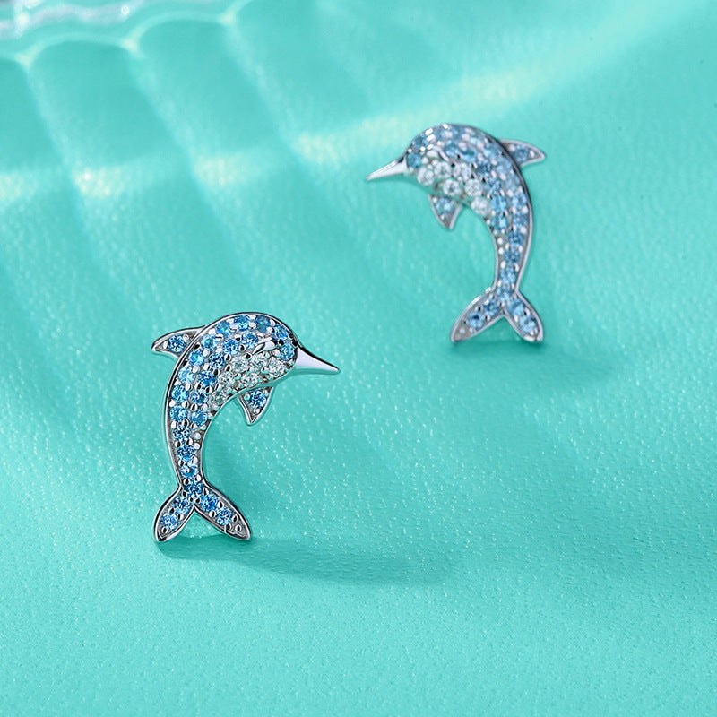 Cartoon Dolphin Stud Earrings for Girls