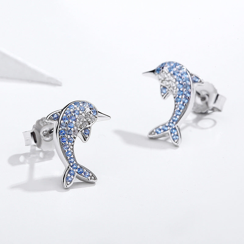 Cartoon Dolphin Stud Earrings for Girls