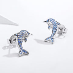 Cartoon Dolphin Stud Earrings for Girls