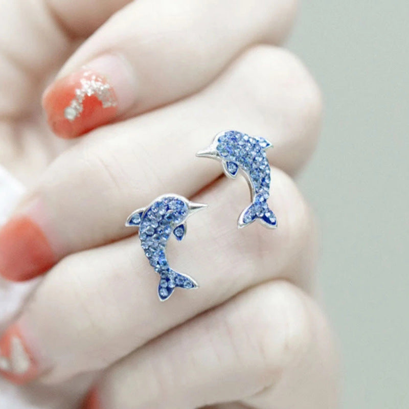 Cartoon Dolphin Stud Earrings for Girls