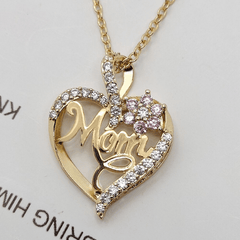Heart Flower MOM Pendant Necklace Decorative Accessories