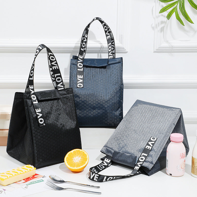 Insulated Lunch Box Bag Portable Cooler Picnic Bag Letter Handle Storage Bag