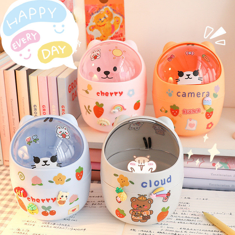 Cartoon Makeup Storage Box for Desk Organization
