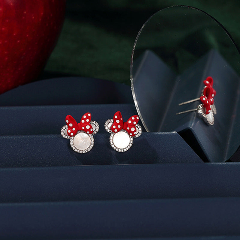 Cartoon Mouse Stud Earrings Decorative Accessories Gift For Girls