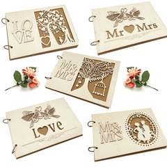 Wooden Wedding Guestbook Reception Book Mr Mrs LOVE Sign in Book Personalized