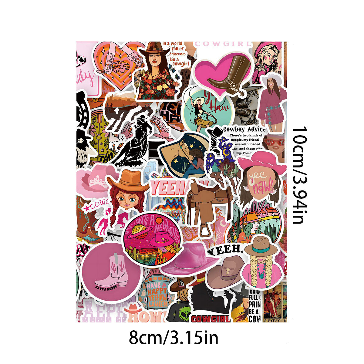 50 Cowgirl Cowboy Girl Doodle Stickers for Outdoor Play and DIY Projects