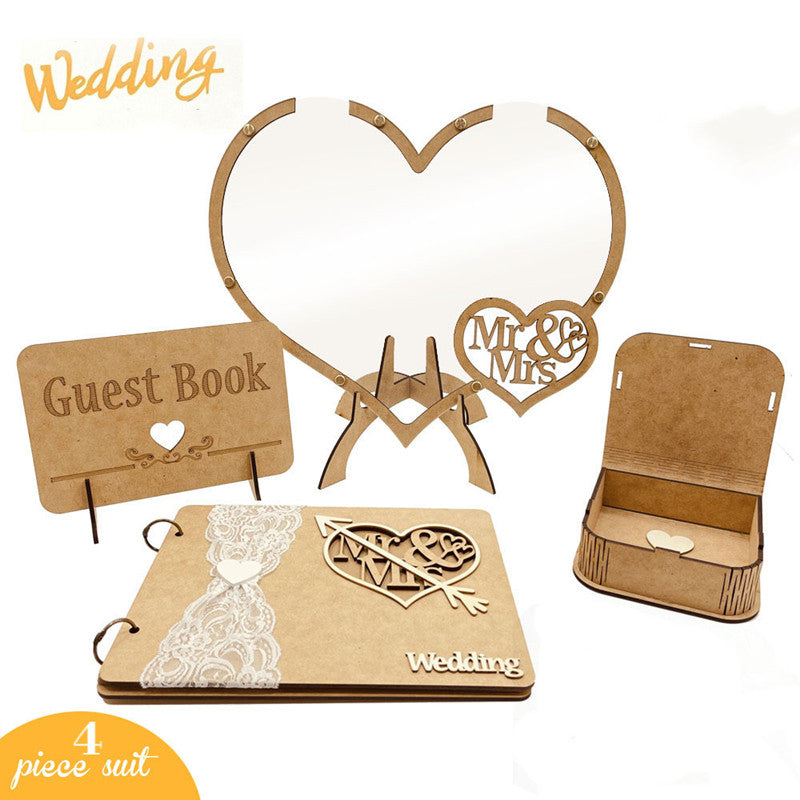 Wooden Mr & Mrs Guest Book Sign In Book Wedding Reception Sign Photo Frame