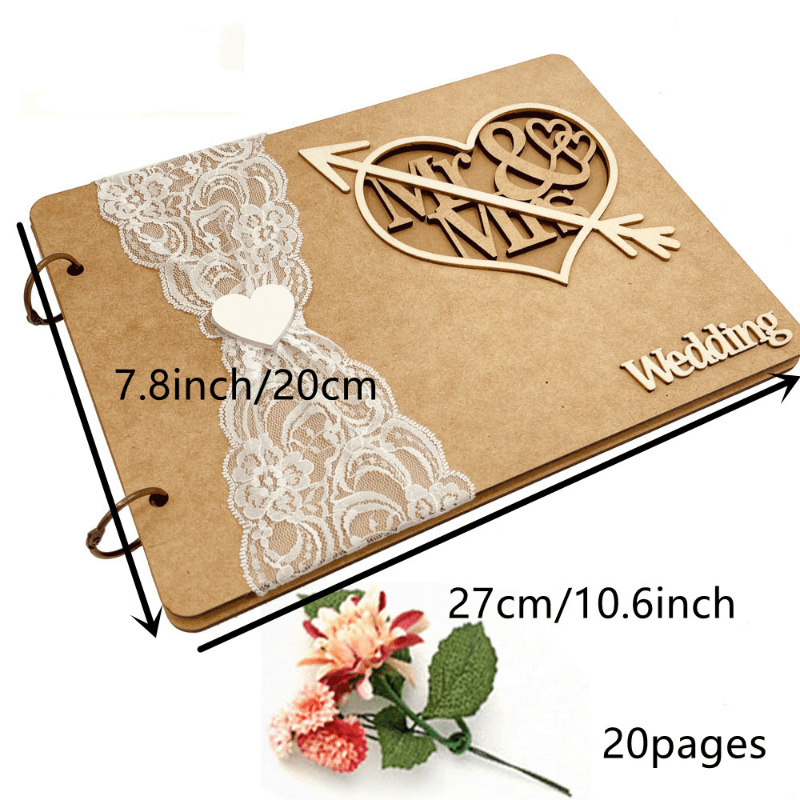 Wooden Mr & Mrs Guest Book Sign In Book Wedding Reception Sign Photo Frame