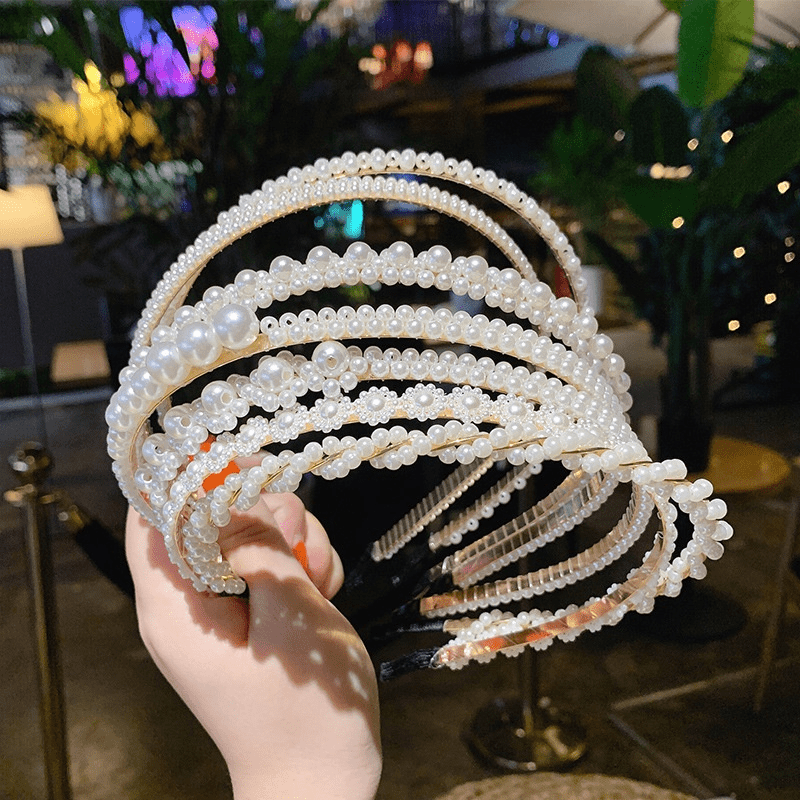 Faux Pearl Headband Vintage Princess Headdress