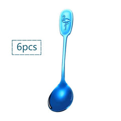 4pcs Flamingo Spoon Set 304 Stainless Steel Teaspoons Mini Coffee Sugar Spoons